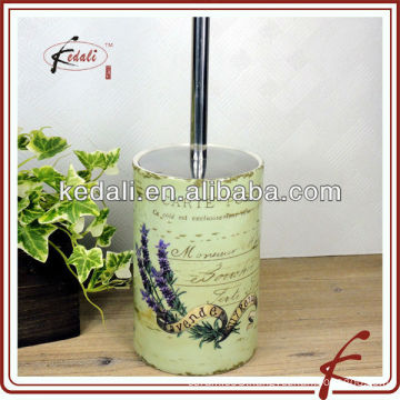 ceramic full decal toilet brush with holder